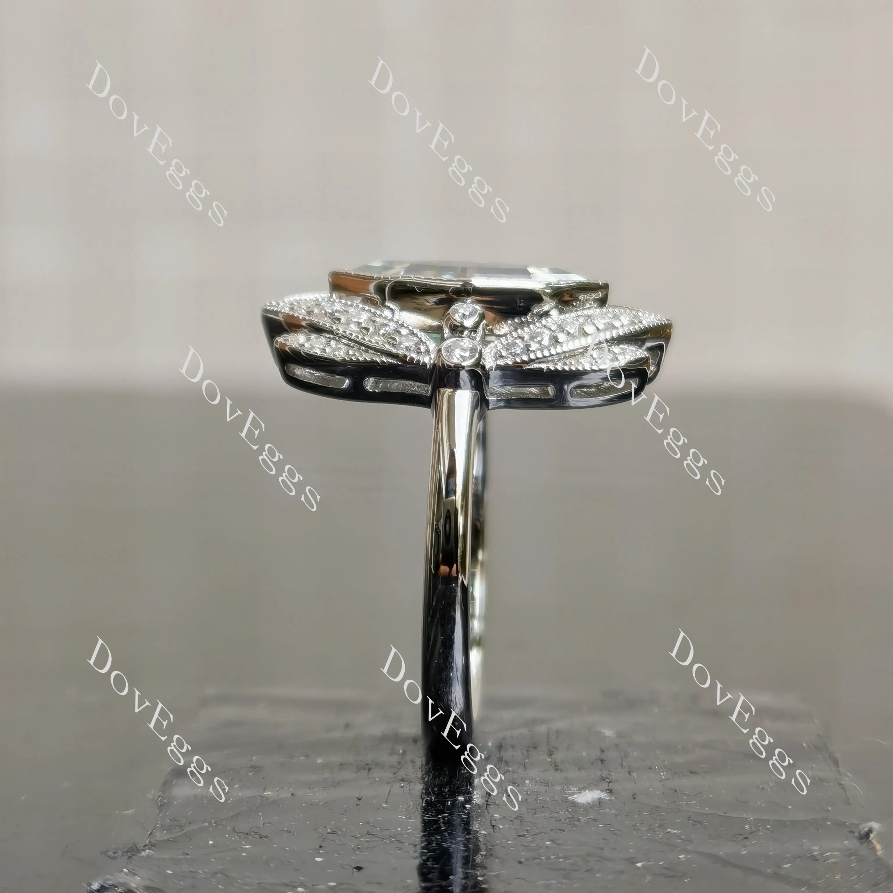 Doveggs 2ct Marquise Accident Color Light Blue Moissanite Stones Sterling Silver Ring