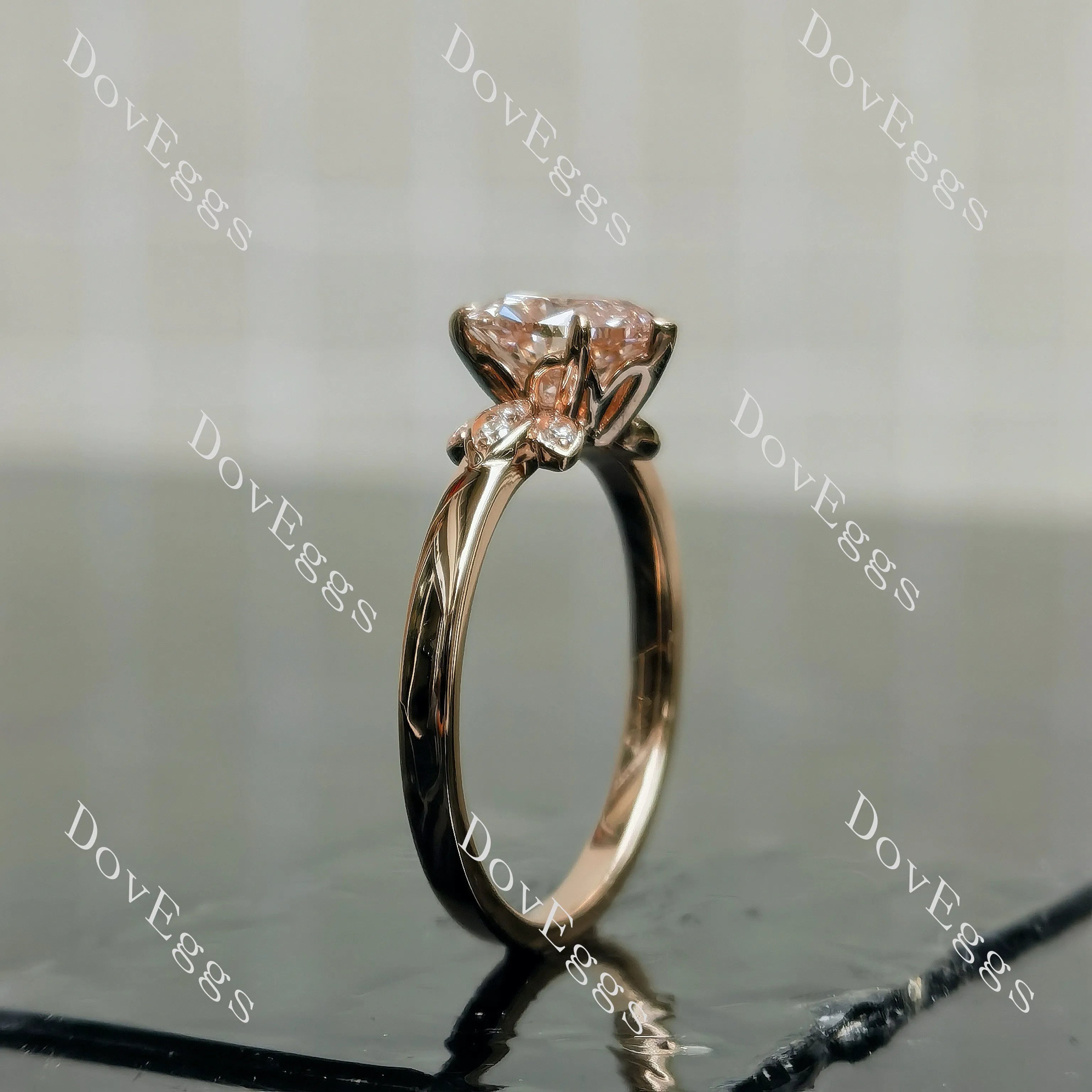 Doveggs Heart Side Stones Fancy Pink Lab Grown Diamond Engagement Ring