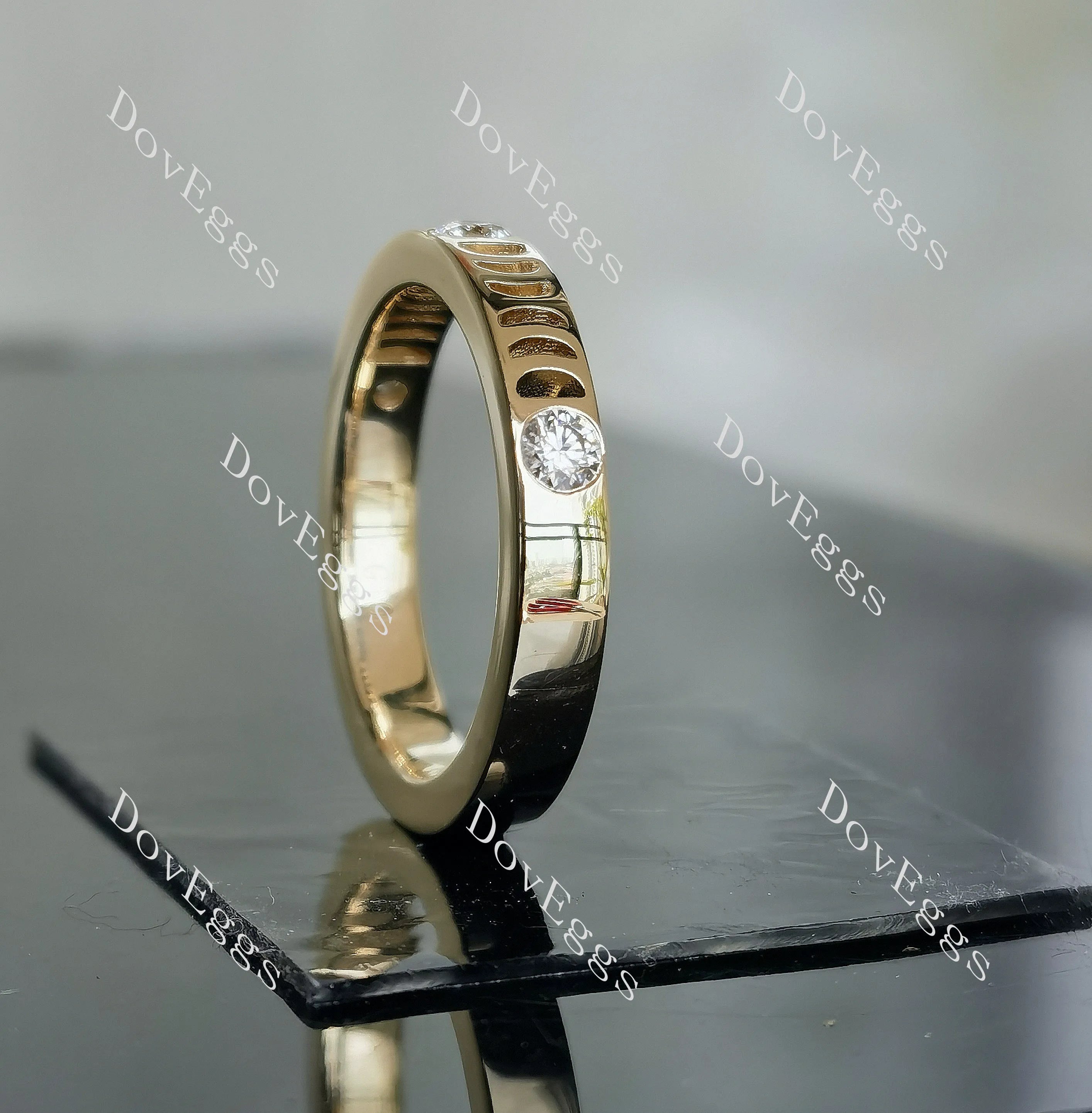 Doveggs round art deco half eternity moissanite/lab grown diamond wedding band-3.5mm band width