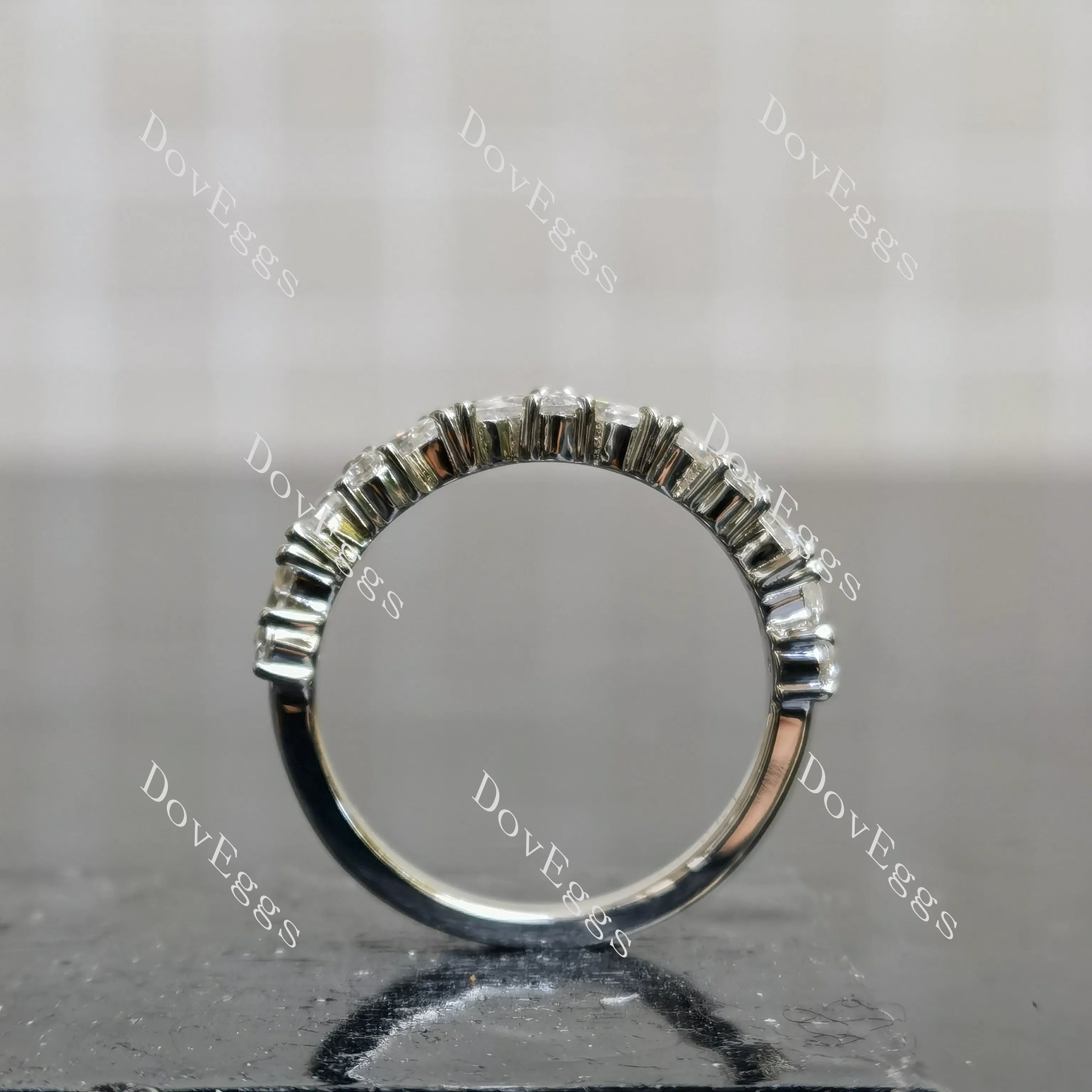 (size 6) Doveggs sterling silver marquise round moissanite wedding band