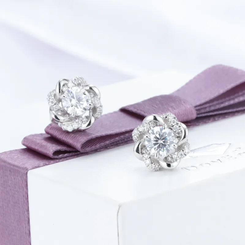 Doveggs studs push back round moissanite earrings