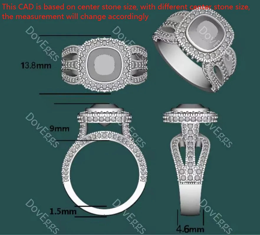 Doveggs round halo moissanite engagement ring for women