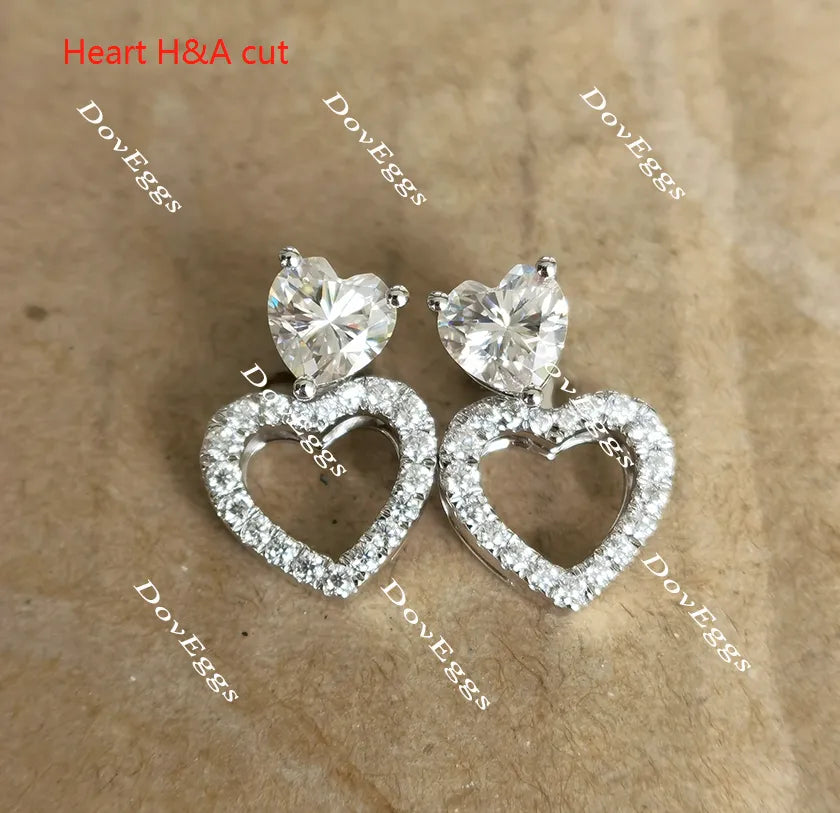 Doveggs heart halo moissanite earrings for women