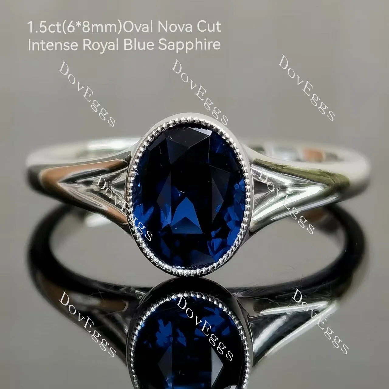 Marquise bezel solitaire split shanks moissanite engagement ring| DovEggs