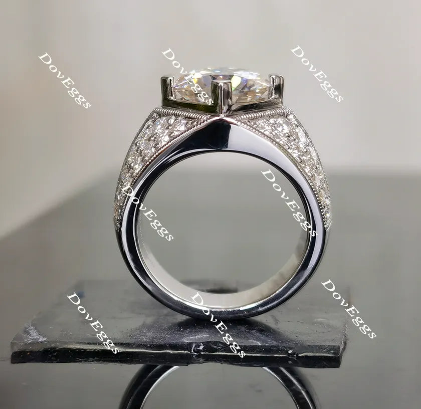 Doveggs round pave moissanite engagement ring