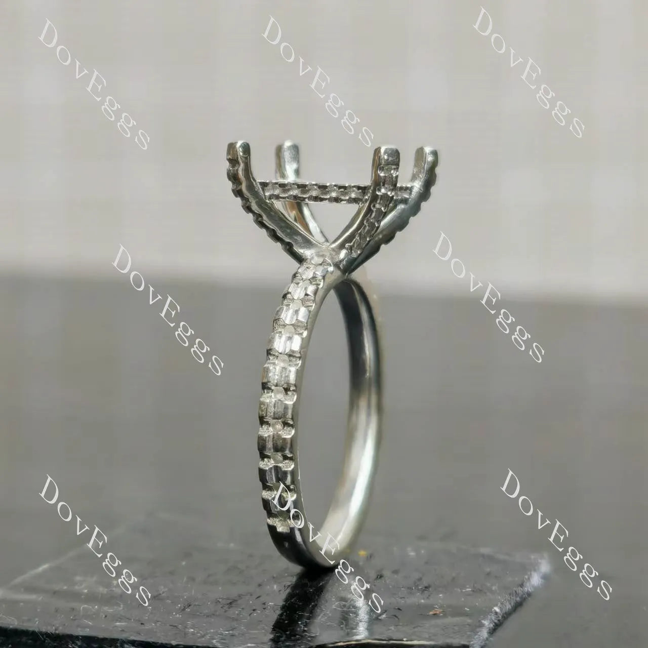 Doveggs pave engagement ring only semi-mount only(Exclusively to DovEggs Stones)