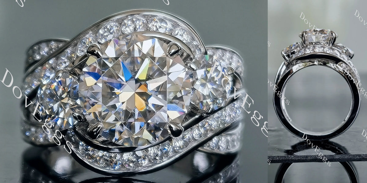 Doveggs round side stones channel set moissanite engagement ring