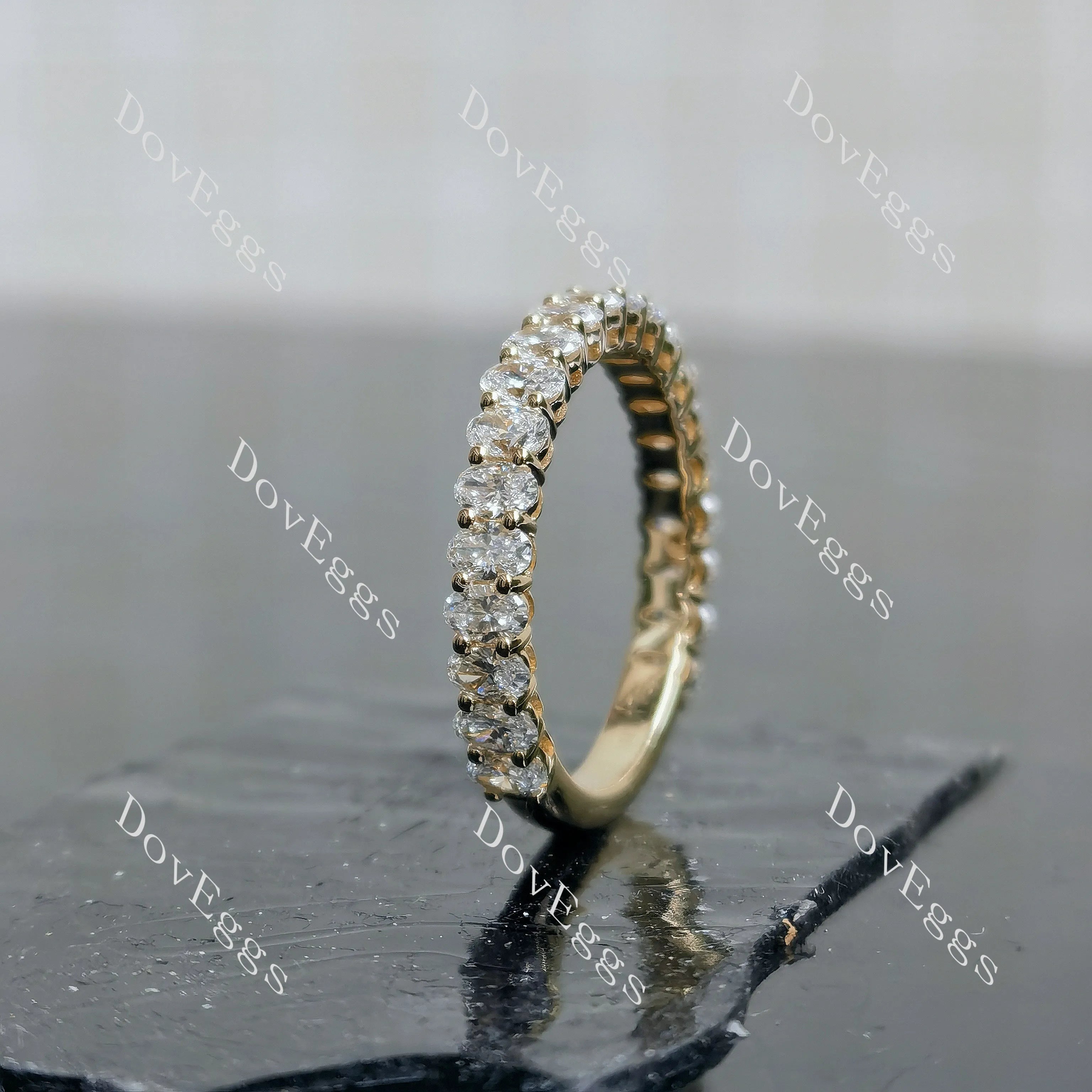 The Megan oval 3/4 eternity pave moissanite/lab grown diamond wedding band-2.3mm band width