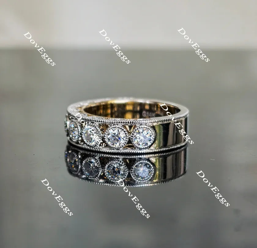 Doveggs bezel setting moissanite/lab grown diamond wedding band-4.9mm band width