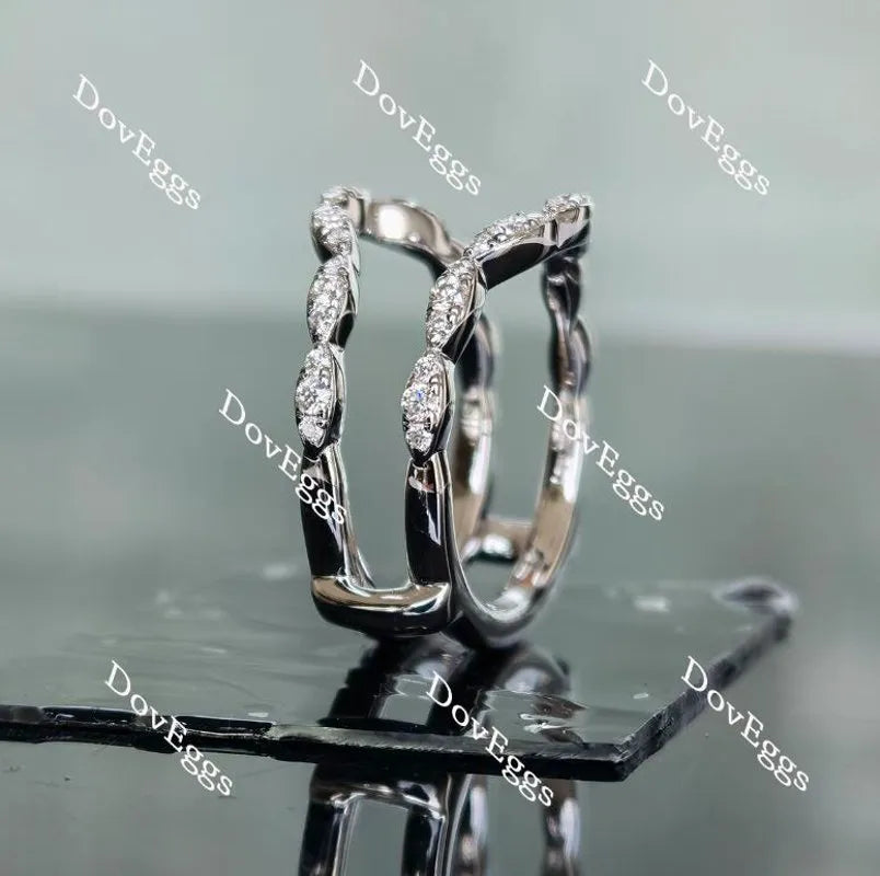 Doveggs round half eternity pave curved moissanite/lab grown diamond enhancer-6.8mm band width