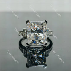 Doveggs Elizabeth Taylor Krupp cut pave side stones moissanite engagement ring