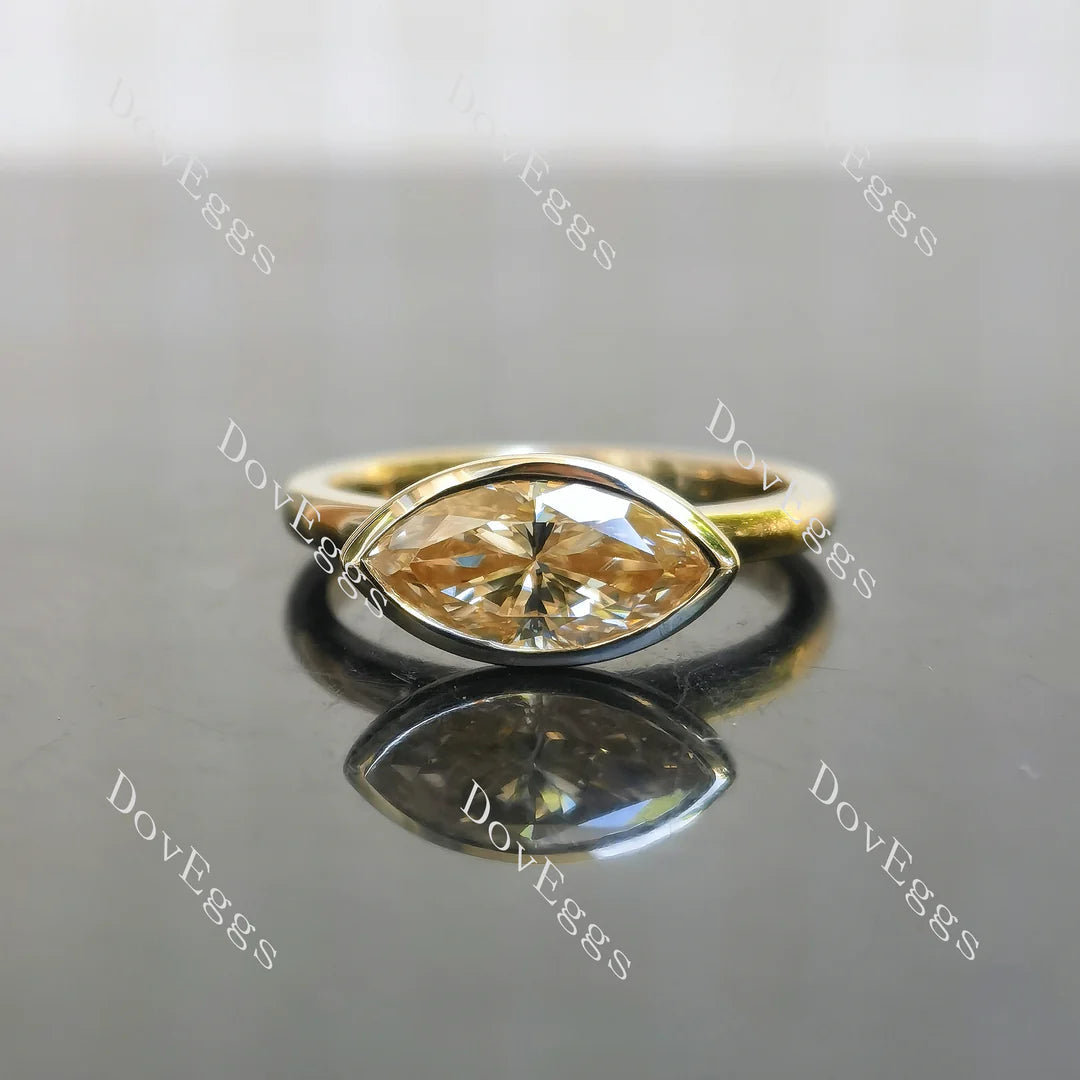 DovEggs East-West bezel engagement ring only semi-mount only(Exclusively to DovEggs Stones)