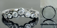 Doveggs round seven stones bezel moissanite/lab grown diamond wedding band-2.3mm band width
