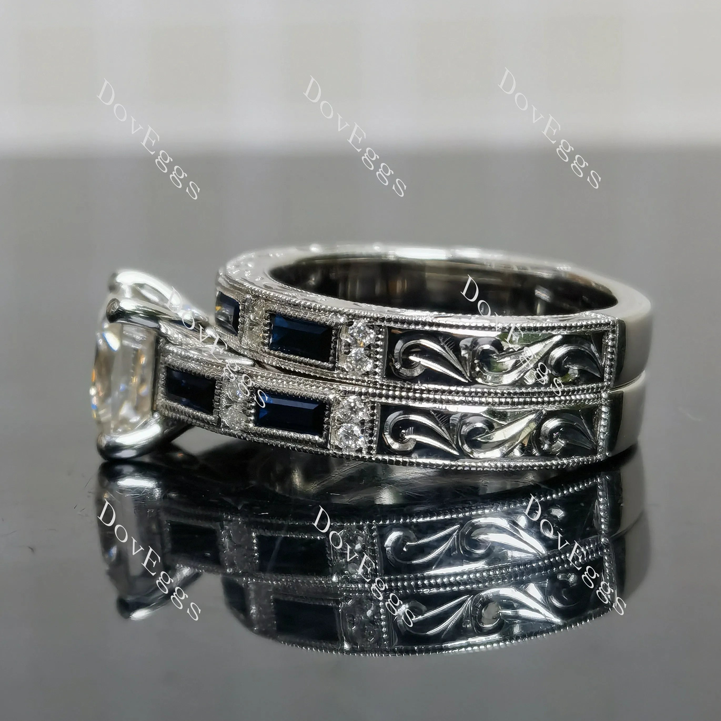 Doveggs princess channel pave moissanite ring (engagement ring only)
