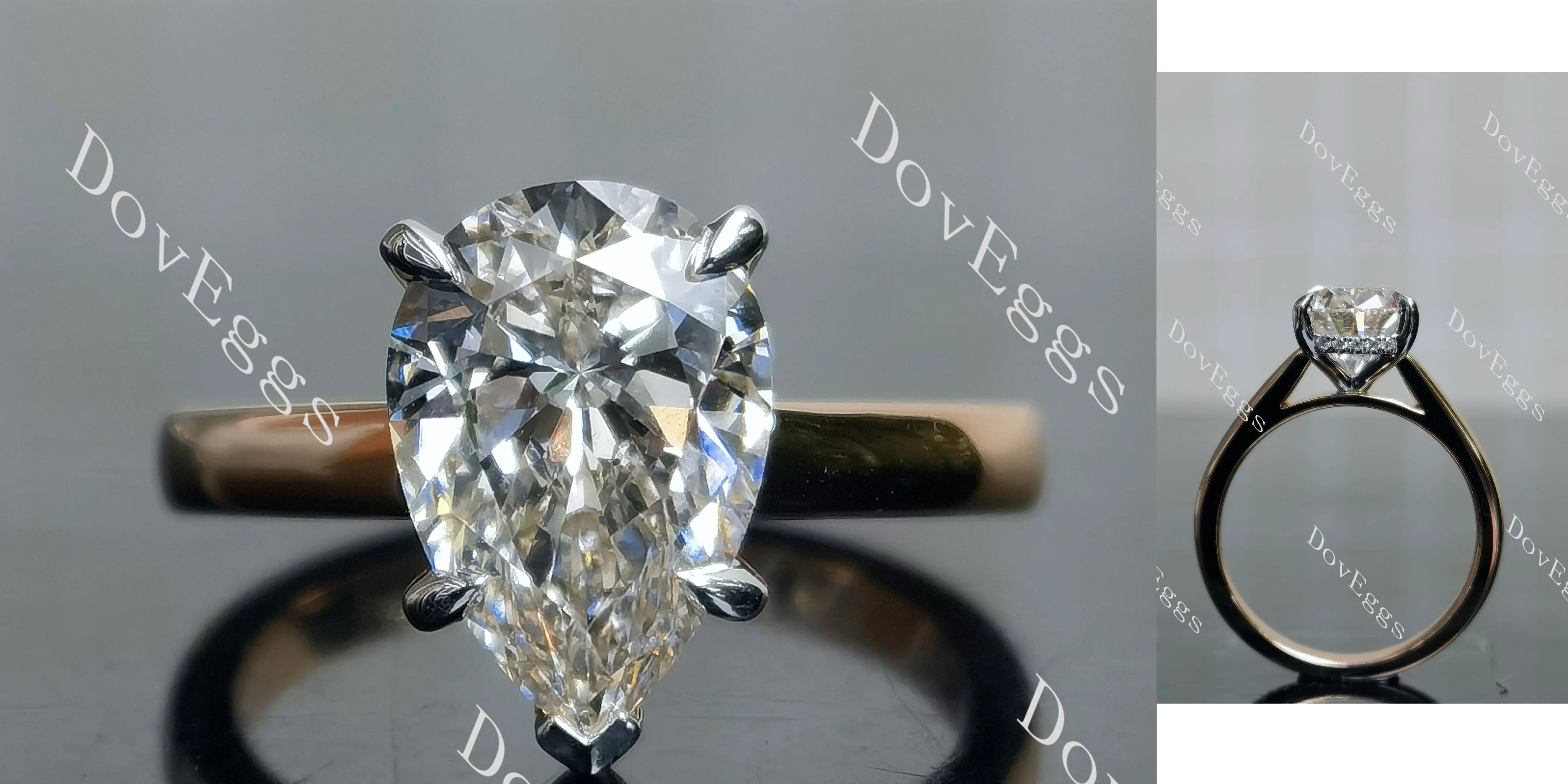 Doveggs Pear Solitaire Lab Grown Diamond Engagement Ring