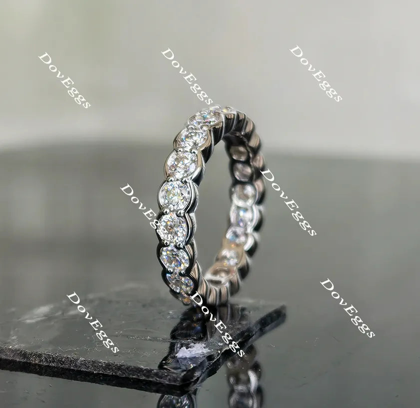 Paula’s 3mm round moissanite/lab grown diamond eternity wedding band-4mm band width