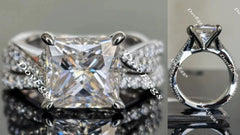 Doveggs curved band princess moissanite engagement ring
