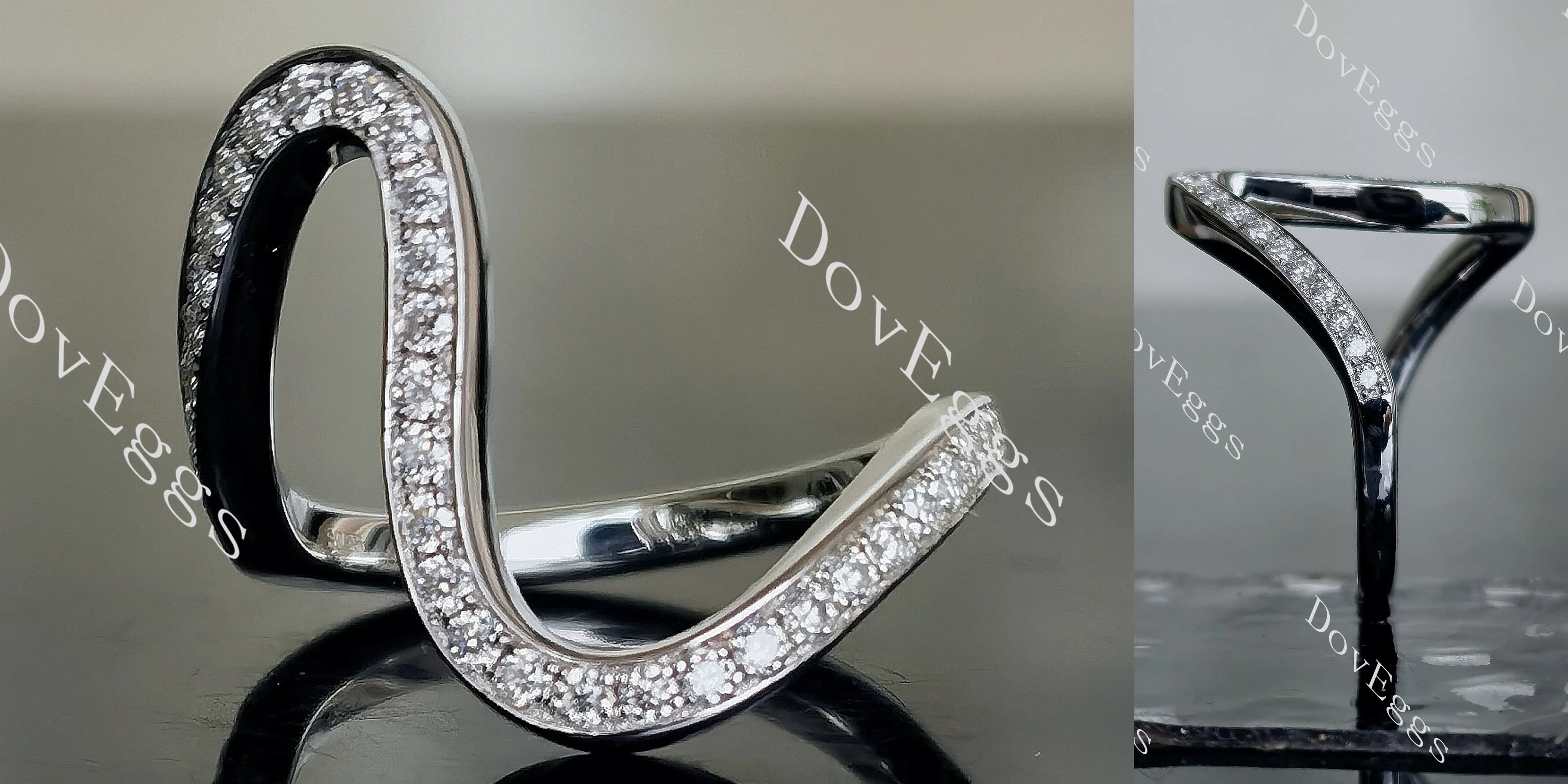 Doveggs round pave curved moissanite/lab grown diamond wedding band-2.1mm band width