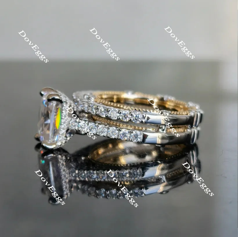 Doveggs Radiant Vintage/Antique Moissanite bridal set(2rings)
