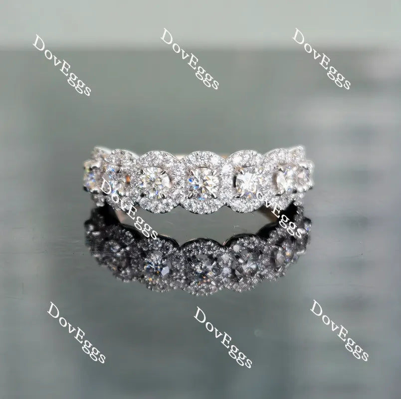 Doveggs half eternity pave round moissanite/lab grown diamond wedding band-2.2mm band width