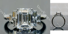 Doveggs Emerald Pave Side Stones Lab Grown Diamond Engagement Ring
