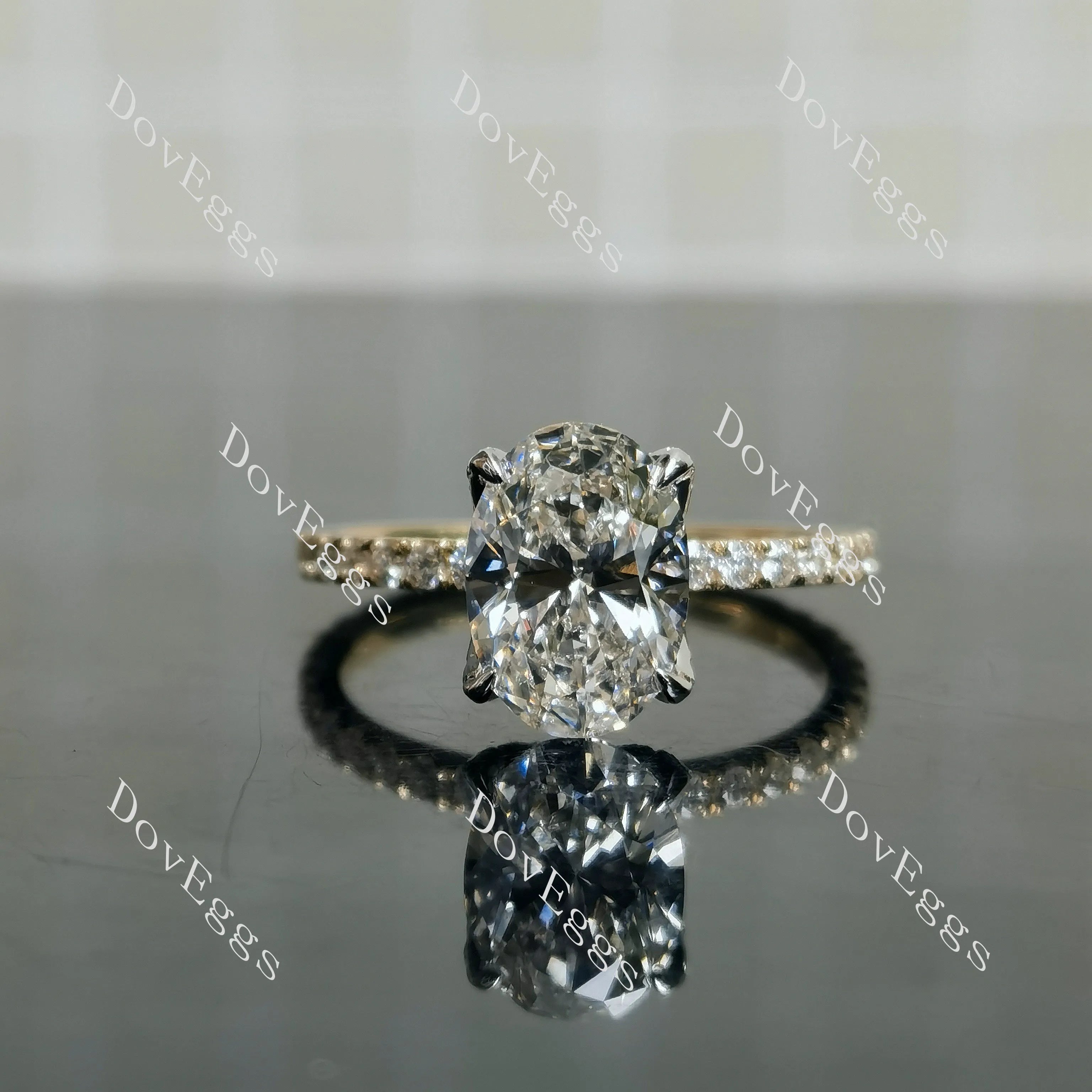 Corona Oval Pave Lab Grown Diamond Engagement Ring