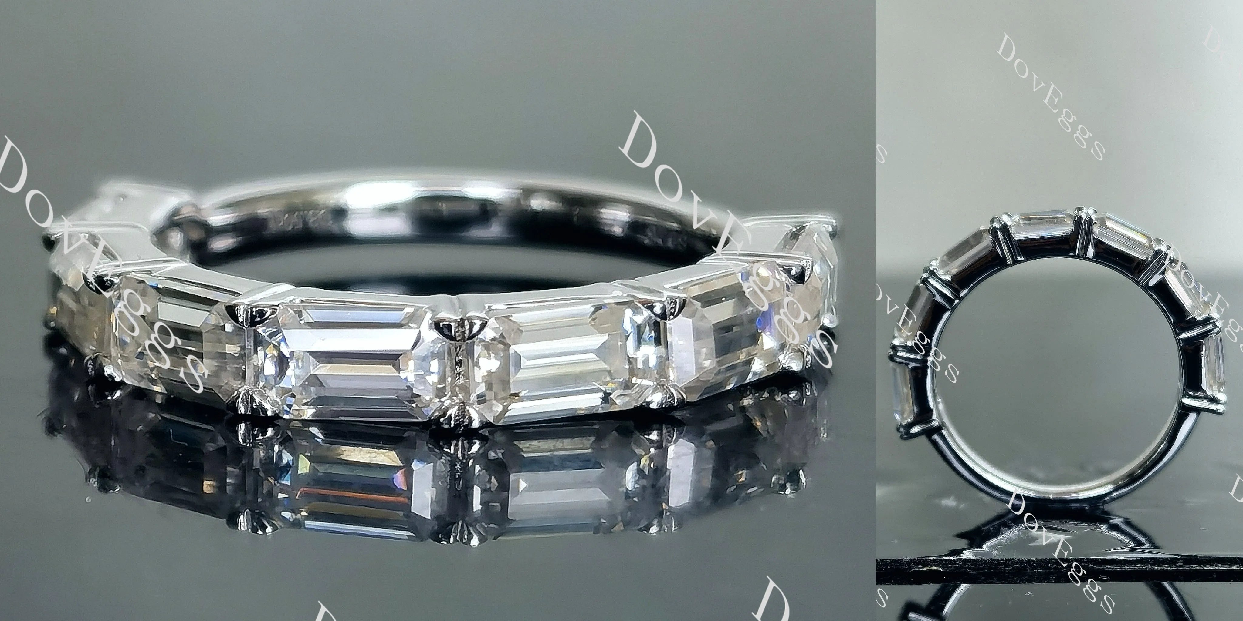Doveggs emerald eternity pave moissaite/Lab grown diamond wedding band-2.5-3mm band width