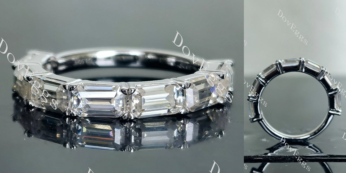 Doveggs emerald eternity pave moissaite/Lab grown diamond wedding band-2.5-3mm band width