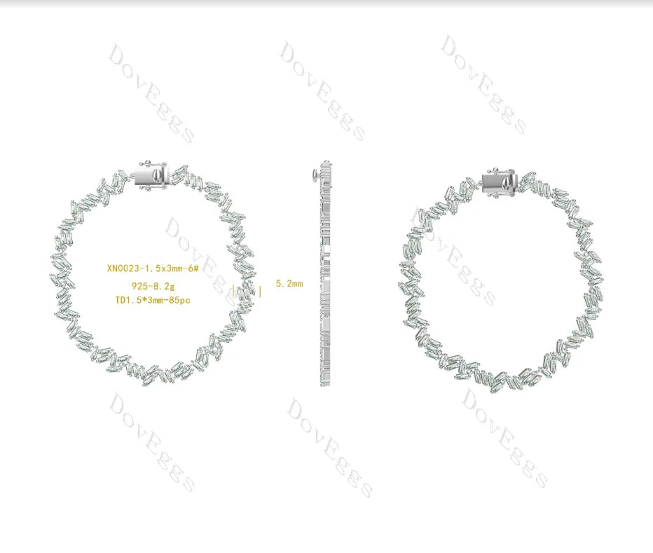 Doveggs baguette art deco moissanite bracelet