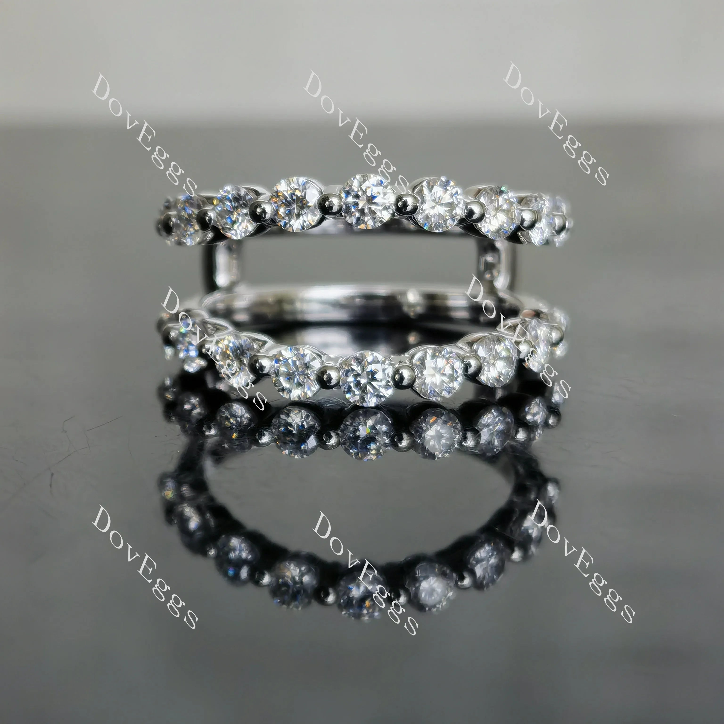 Doveggs round pave moissanite/lab grown diamond enhancer/wedding band(wedding band only)-7.6mm band width