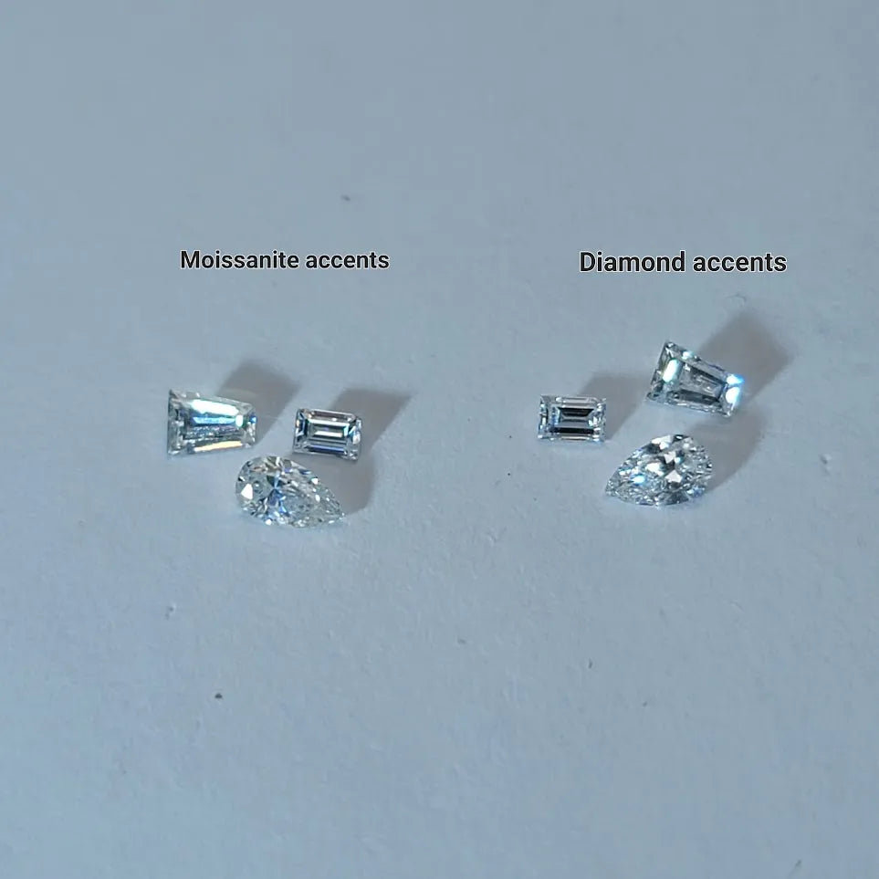 Doveggs round baguette moissanite/lab grown diamond accents wedding band-2mm band width