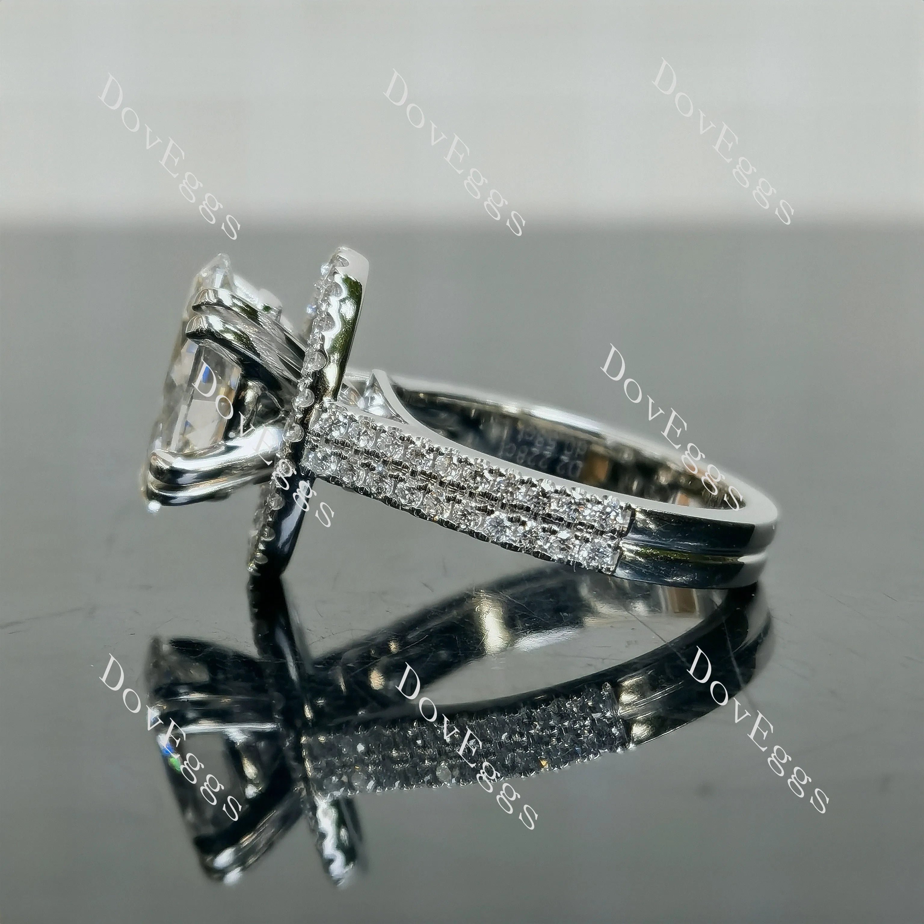 Doveggs Oval Pave Halo Half Eternity Lab Grown Diamond Bridal Set (2 rings)