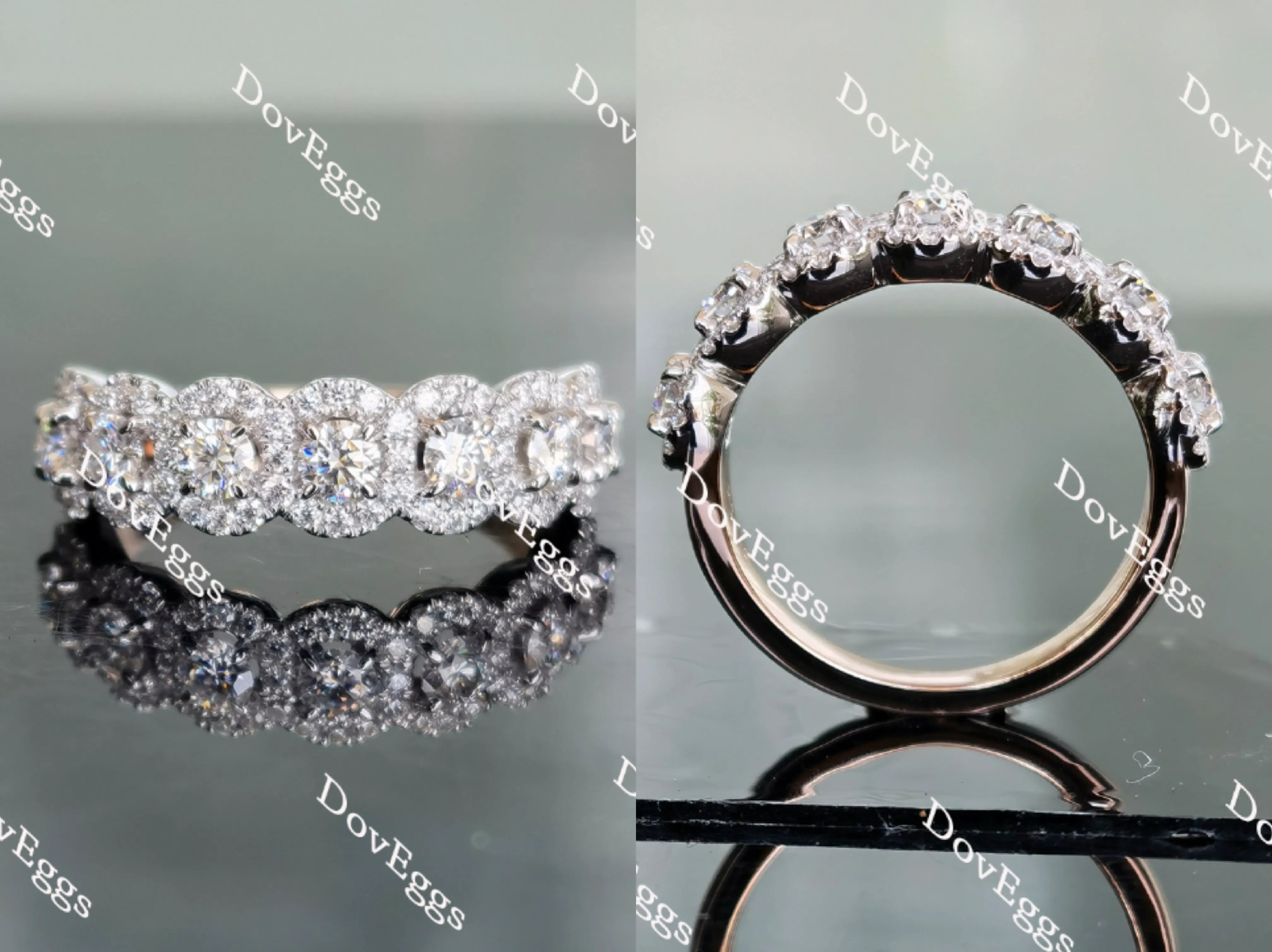 Doveggs half eternity pave round moissanite/lab grown diamond wedding band-2.2mm band width