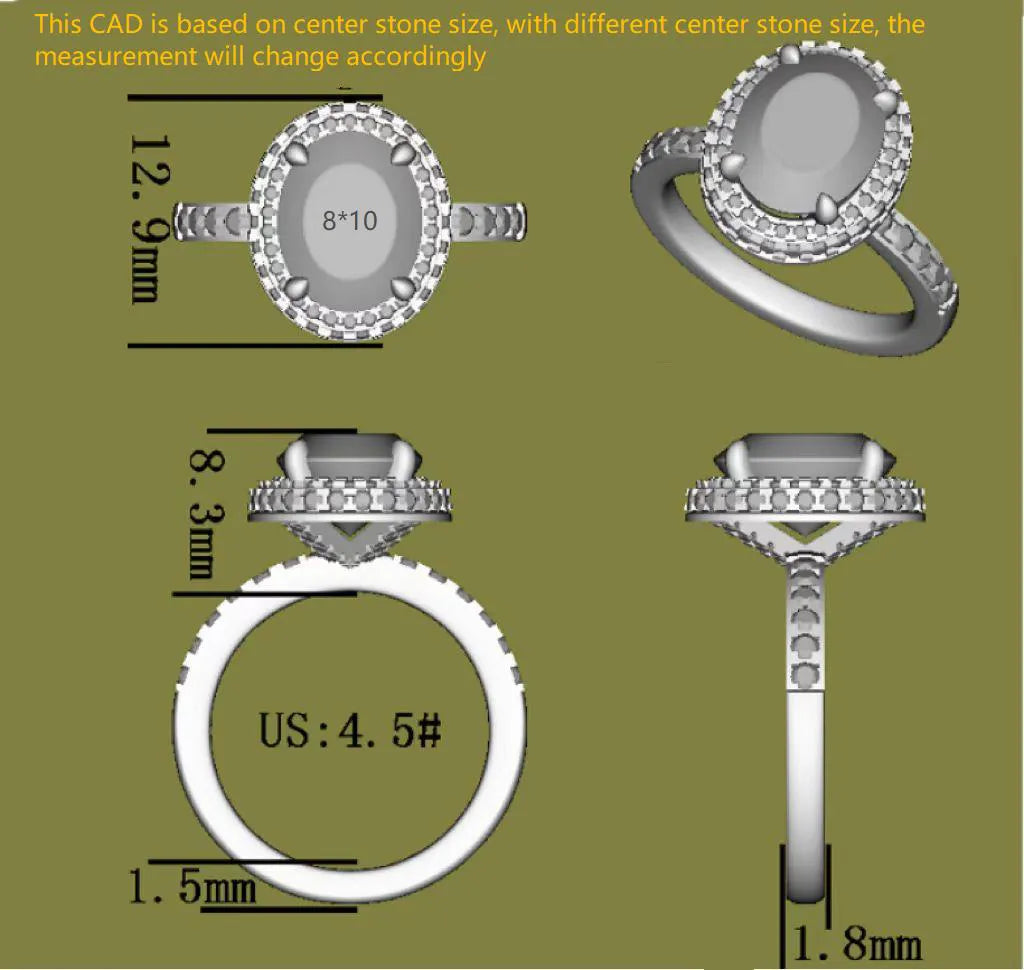 Oval halo pave moissanite engagement ring| Doveggs