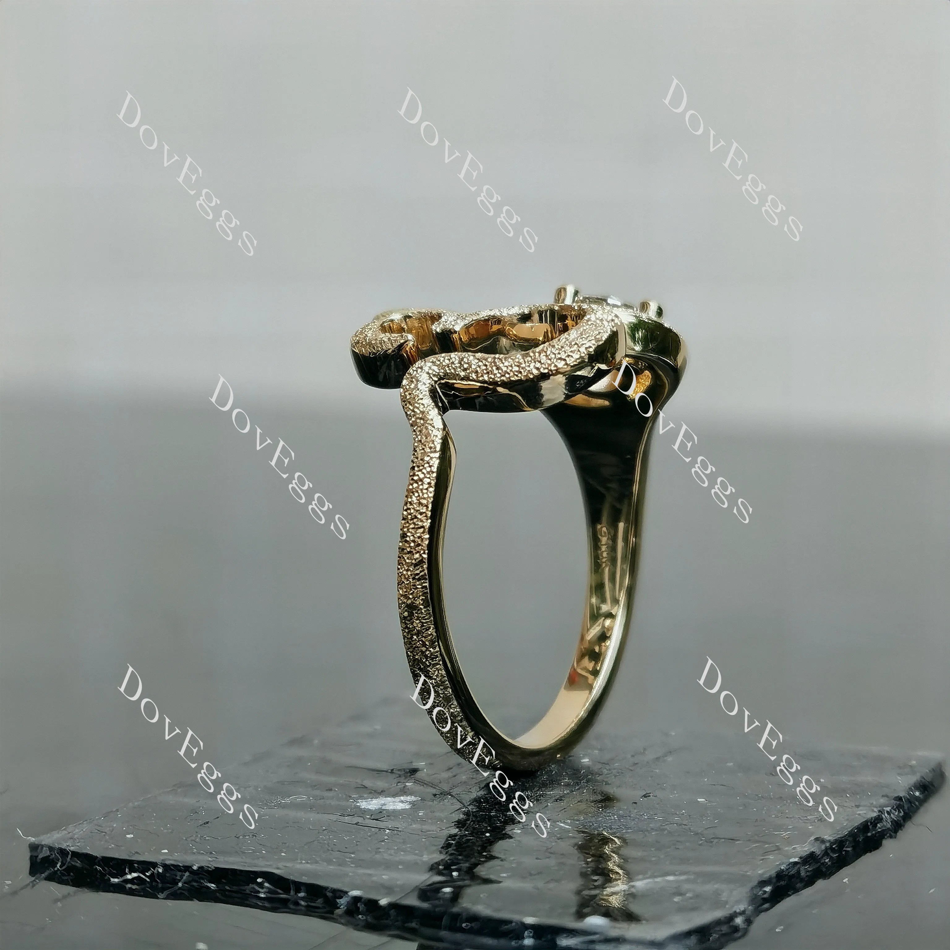 Sacred Sound Round Pave Sandblasted Effect Lab Grown Diamond Engagement Ring