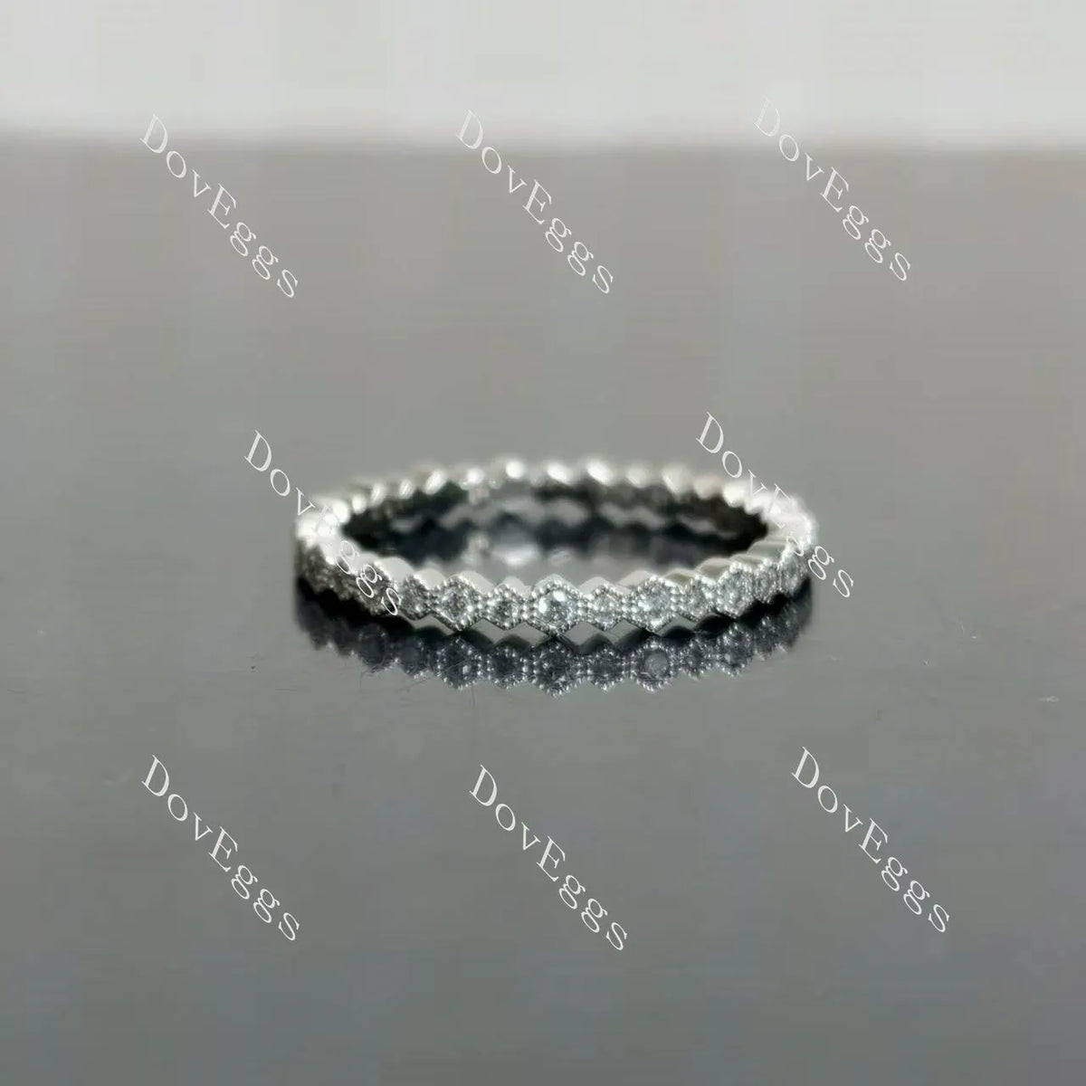 (size 4.75) Doveggs 14K white gold 0.21cttw round lab grown diamond wedding band-1.8mm band width