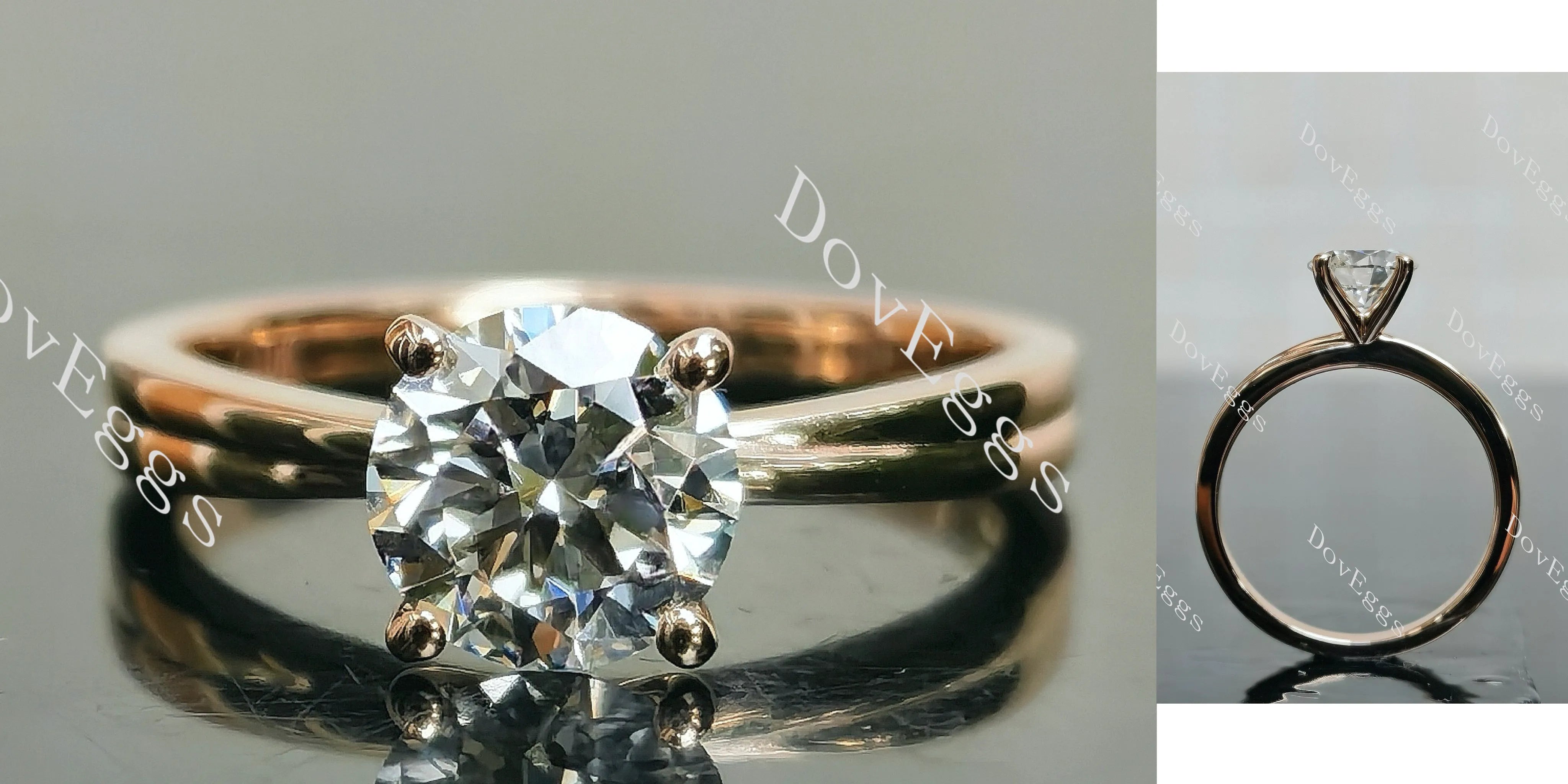 Doveggs Round Pave Solitaire Lab Grown Diamond Engagement Ring