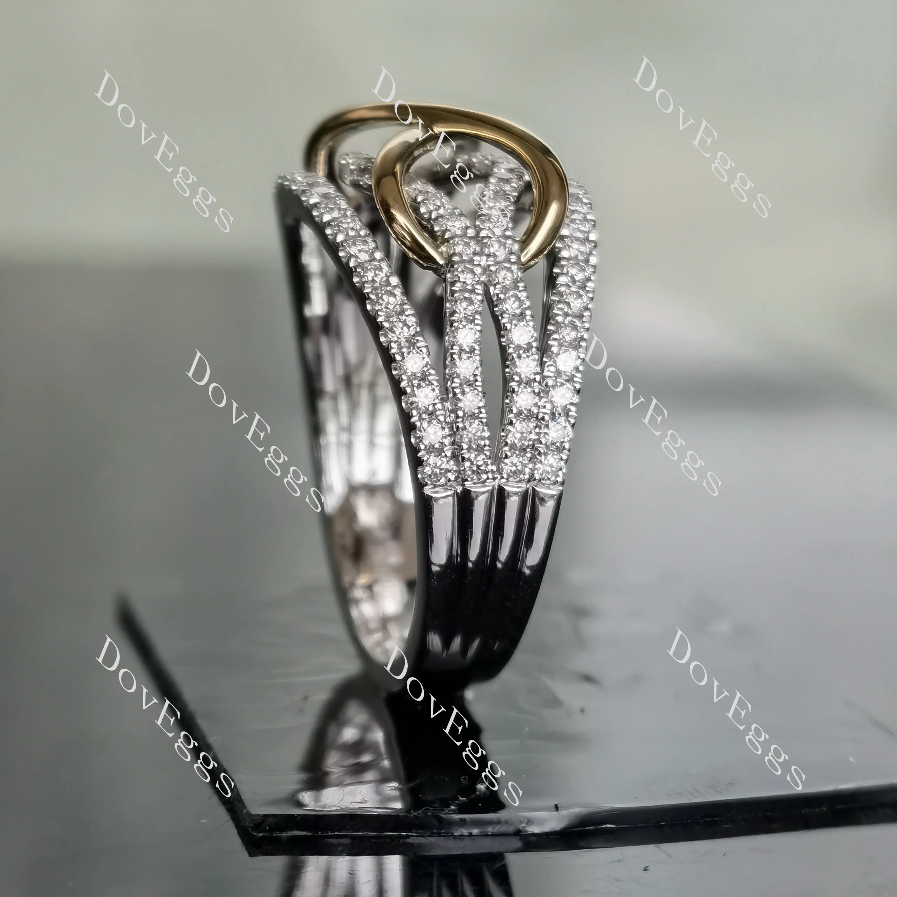 Doveggs knot half eternity pave moissanite/lab grown diamond wedding band-3.7mm band width