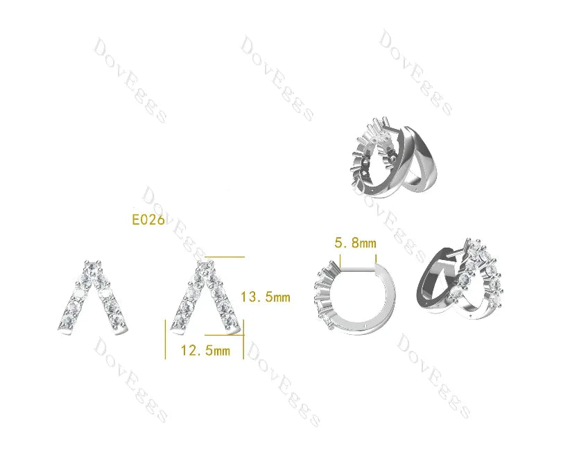 Doveggs round pave moissanite/lab grown diamond earrings