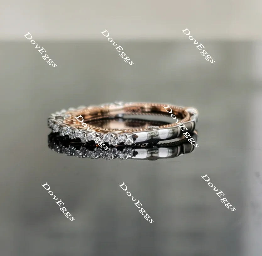 Doveggs round vintage moissanite ring/lab grown diamond wedding bands-2.7mm band width