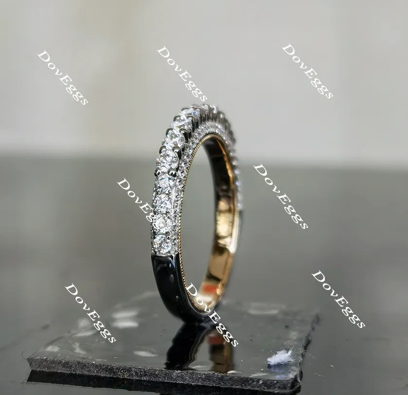 Doveggs round vintage moissanite/lab grown diamond wedding band-2.4mm band width