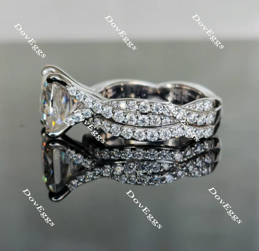 Doveggs curved band princess moissanite engagement ring