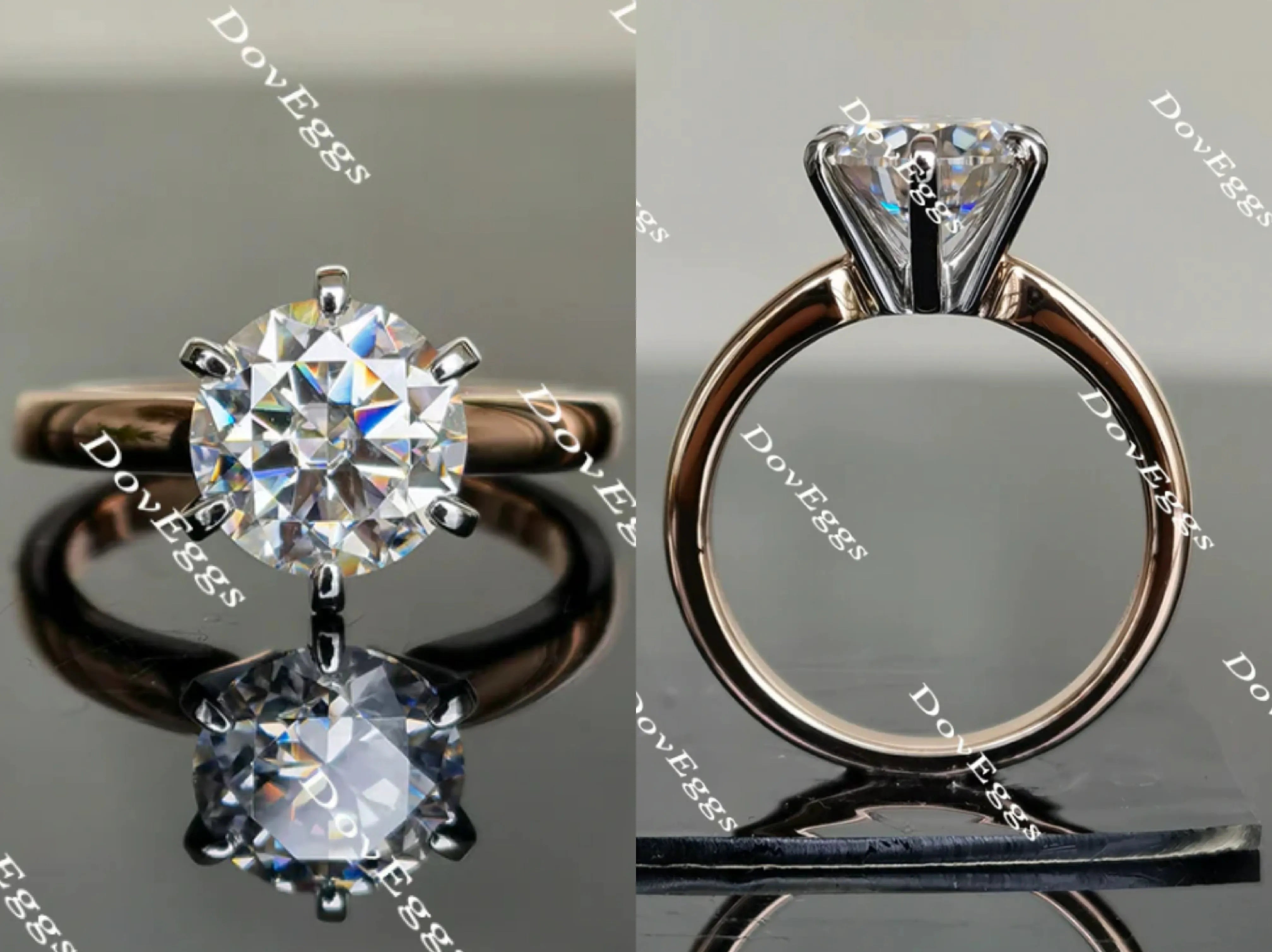 Doveggs round solitaire moissanite engagement ring