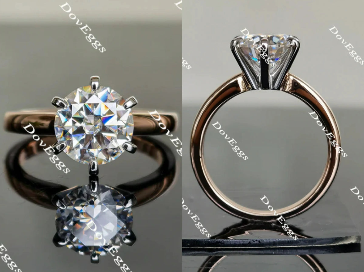 Doveggs round solitaire moissanite engagement ring