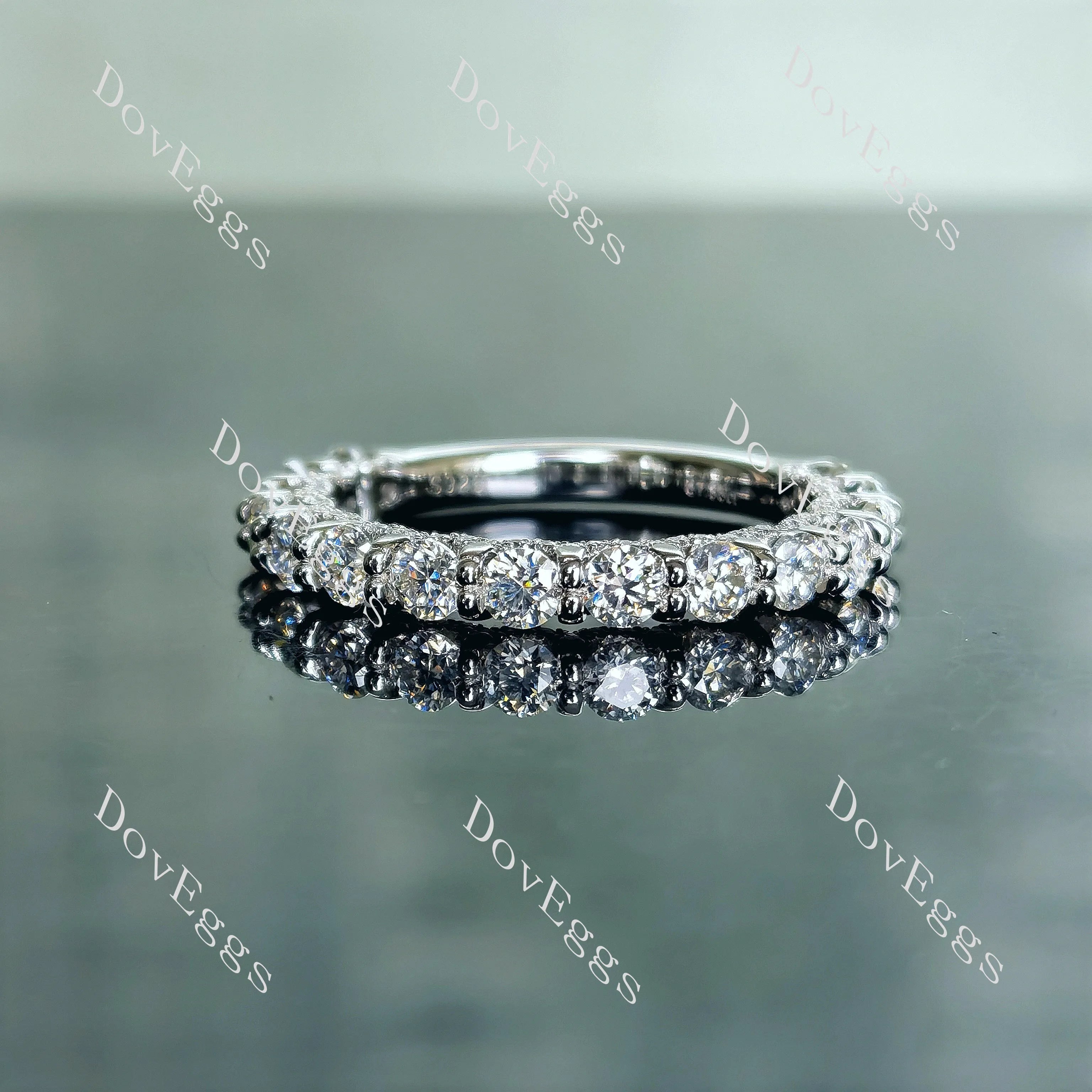 Doveggs round eternity pave moissanite/lab grown diamond wedding band (wedding band only)-2.6mm band width