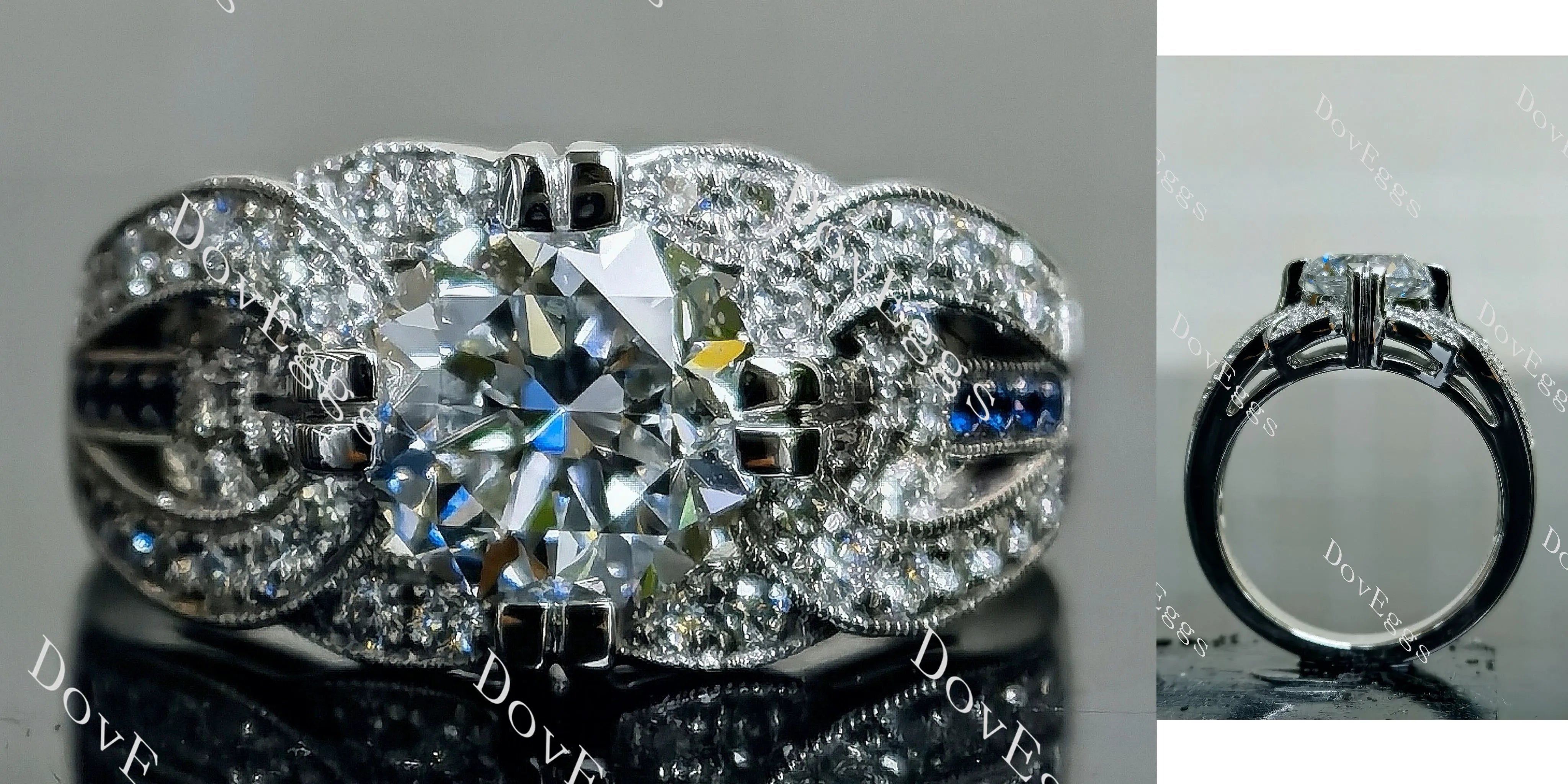 Doveggs Correen Rround Vintage Split Shank Lab Grown Diamond Engagement Ring