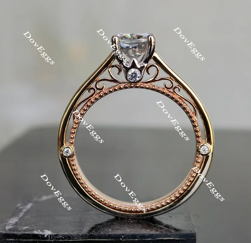 DovEggs vintage cushion moissanite engagement ring