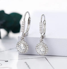 Doveggs halo round drop moissanite earring