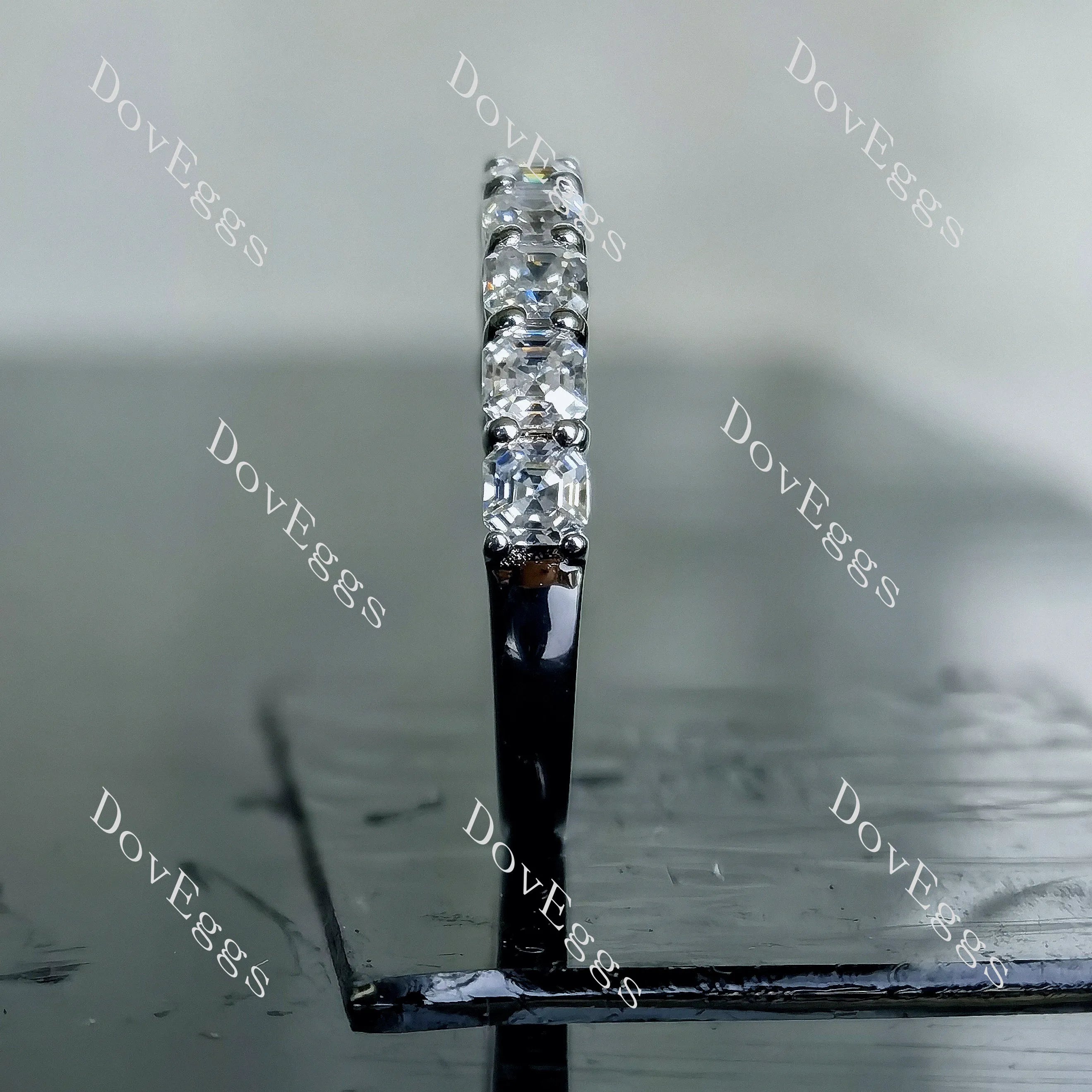 Doveggs asscher half eternity pave moissanite wedding band-2.1mm band width