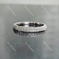 Doveggs round two pave moissanite/lab grown diamond wedding band-2.1mm band width